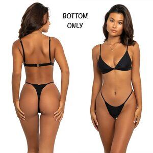 FAE Swim JONES Thong Bikini Bottom - Black - Minimal Coverage - G-String - Susta